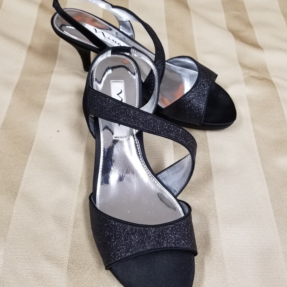 Nina Black Slingback Evening Sandals - Size 8M